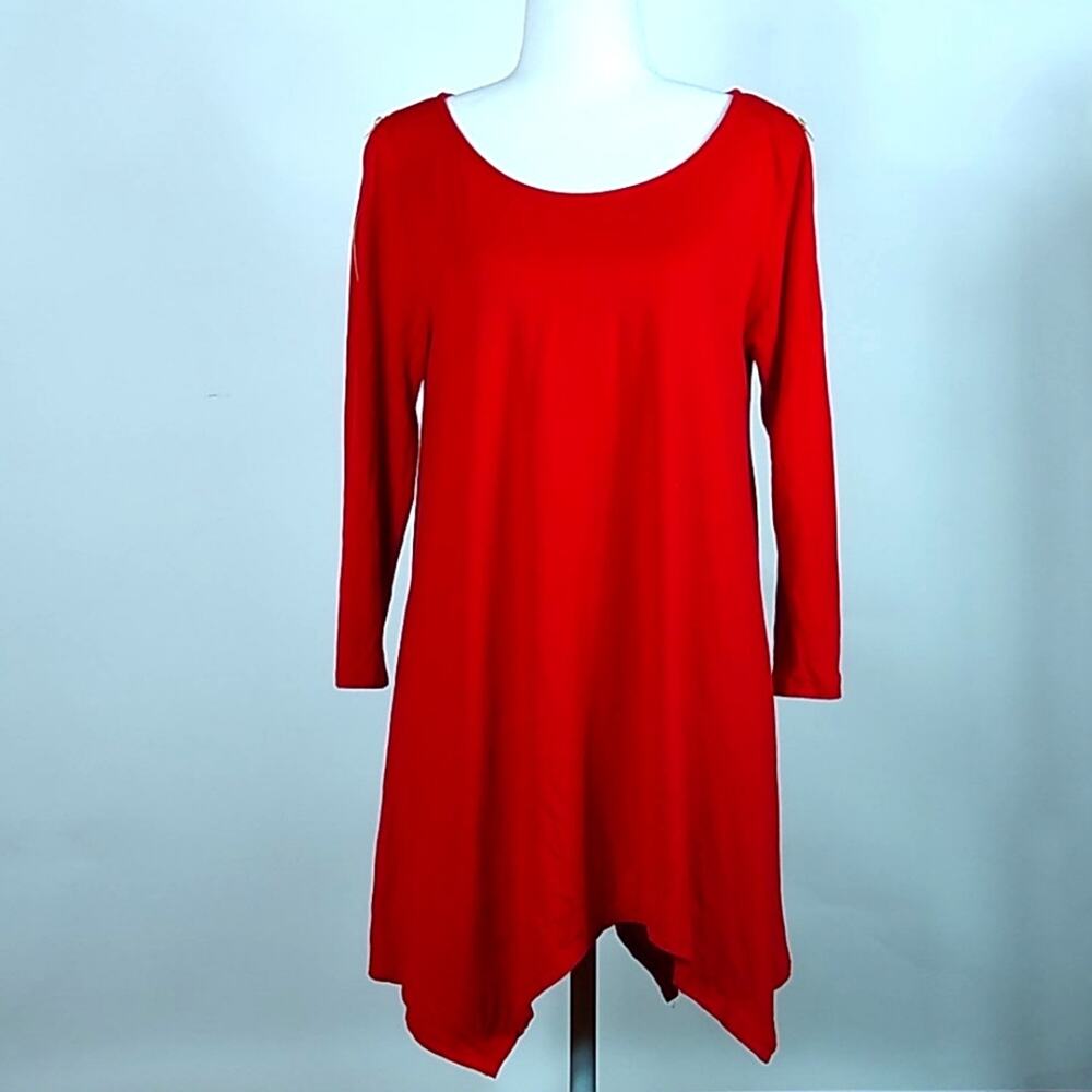 Kate & Mallory Sharkbite Tunic Zipper Detail Red S